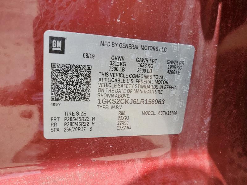 2020 GMC YUKON DENA 1GKS2CKJ6LR156963
