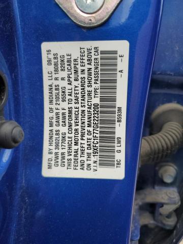 2016 HONDA CIVIC EXL 19XFC1F77GE223200