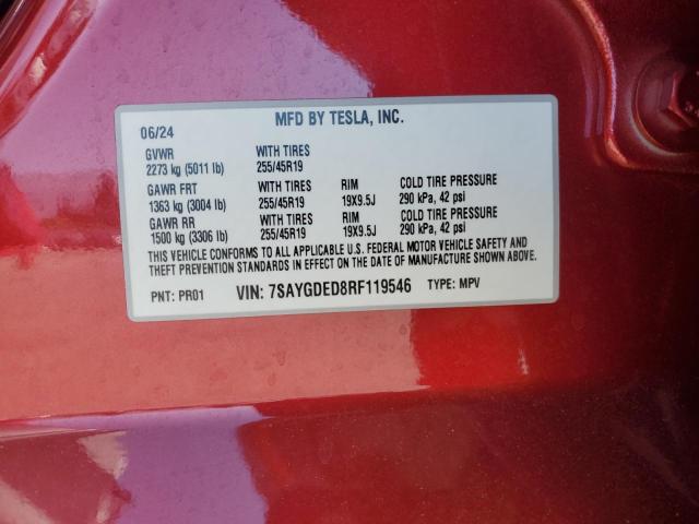 2024 TESLA MODEL Y 7SAYGDED8RF119546