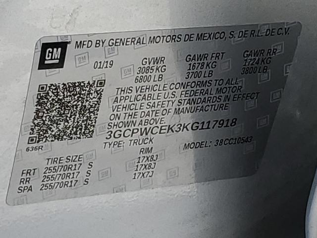 2019 CHEVROLET SILVERADO - 3GCPWCEK3KG117918