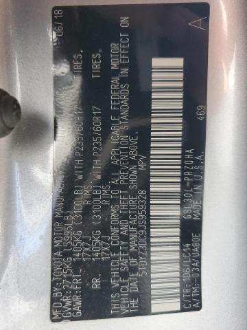 2018 TOYOTA SIENNA XLE 5TDYZ3DC9JS959328