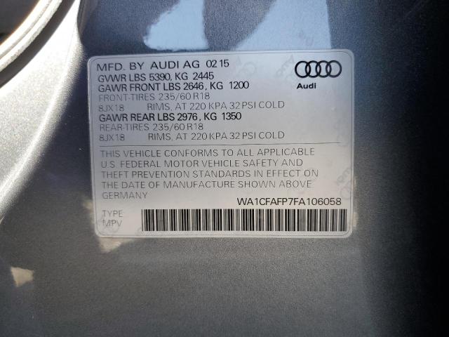 2015 AUDI Q5 PREMIUM WA1CFAFP7FA106058