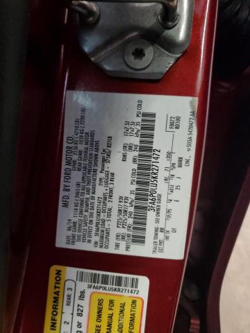 2019 FORD FUSION SE - 3FA6P0LU5KR271472