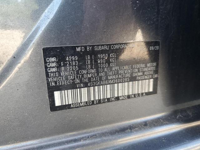 2021 SUBARU IMPREZA 4S3GKAB6XM3600285