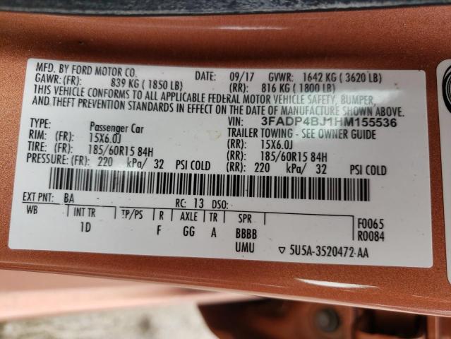 2017 FORD FIESTA SE 3FADP4BJ1HM155536