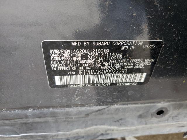 2022 SUBARU WRX JF1VBAA64N9022293