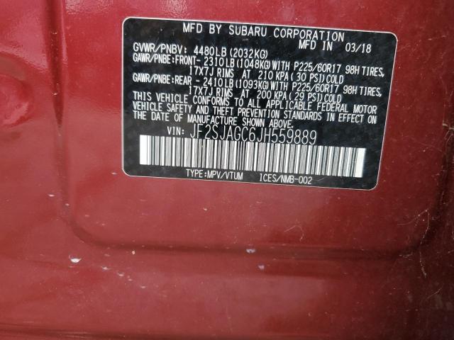 2018 SUBARU FORESTER 2 JF2SJAGC6JH559889