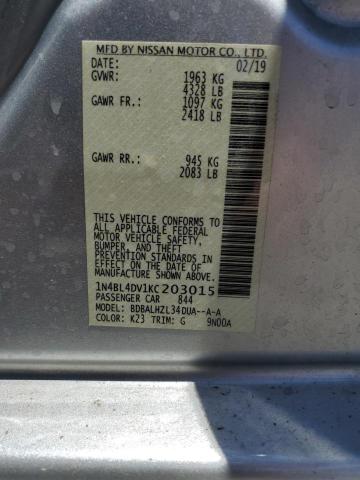 2019 NISSAN ALTIMA SV - 1N4BL4DV1KC203015