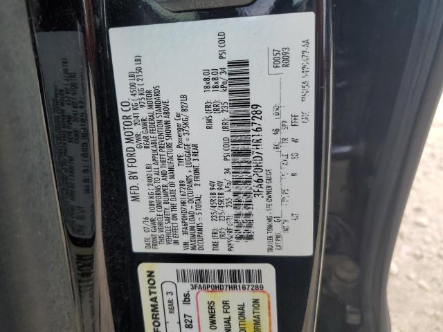 2017 FORD FUSION SE - 3FA6P0HD7HR167289