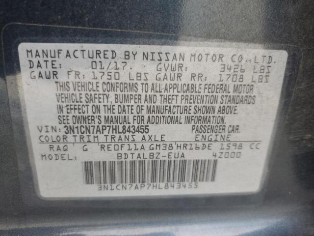2017 NISSAN VERSA SV 3N1CN7AP7HL843455