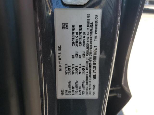 2022 TESLA MODEL 3 5YJ3E1EA0NF189571