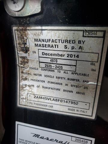2015 MASERATI GRANTURISM ZAM45VLA8F0147952