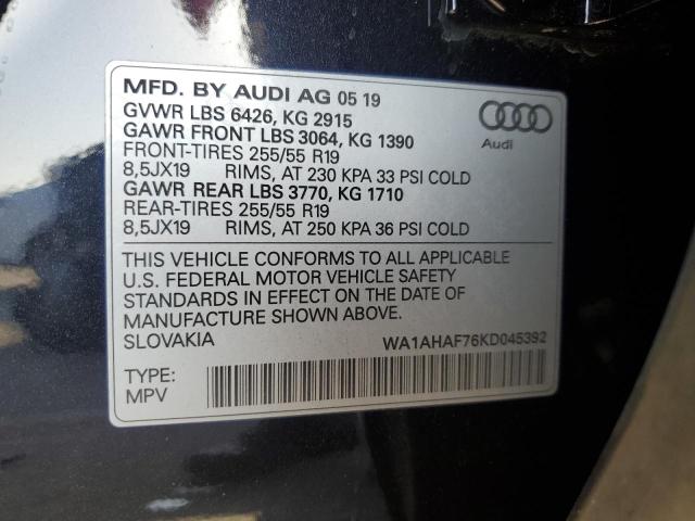 2019 AUDI Q7 PREMIUM WA1AHAF76KD045392