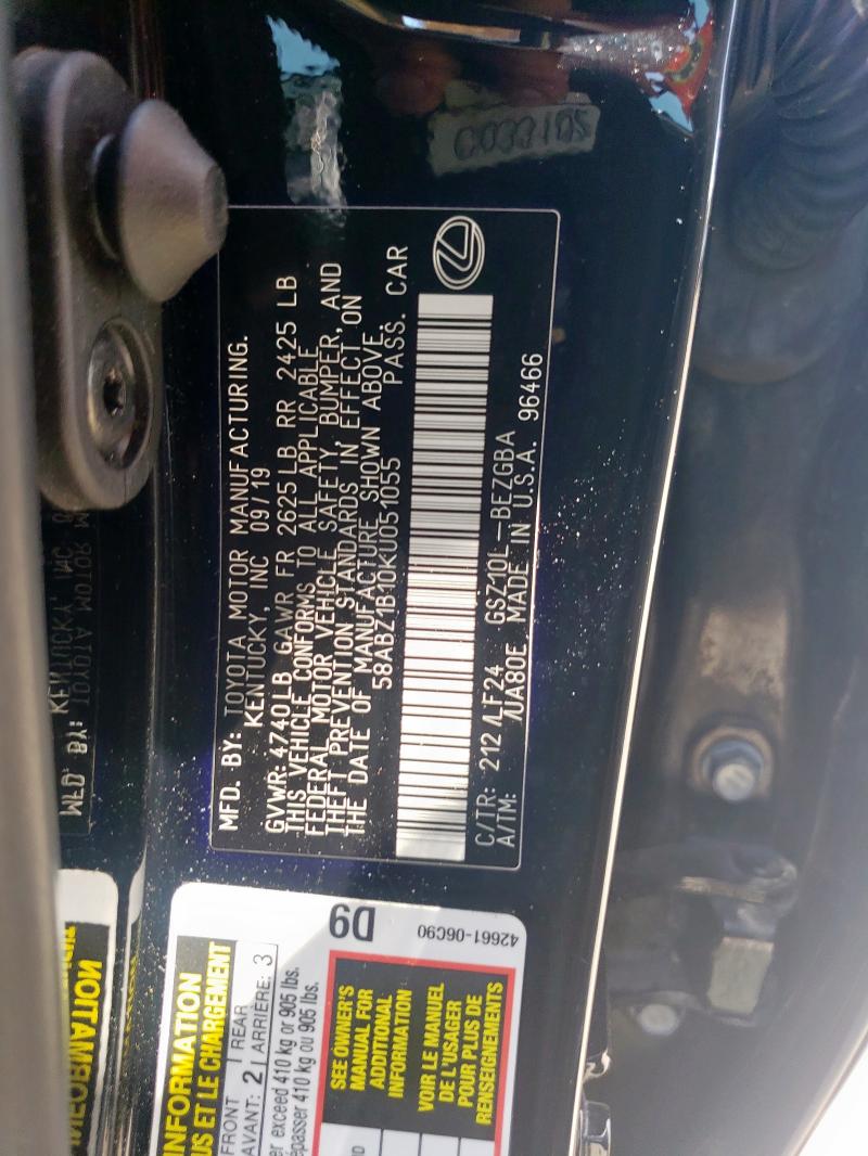 2019 LEXUS ES 350 58ABZ1B10KU051055