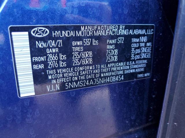 2022 HYUNDAI SANTA FE S 5NMS24AJ5NH408454