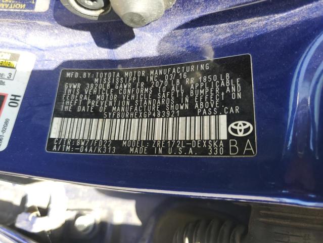 2016 TOYOTA COROLLA L - 5YFBURHEXGP483921