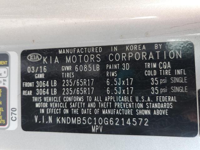 2016 KIA SEDONA LX KNDMB5C10G6214572