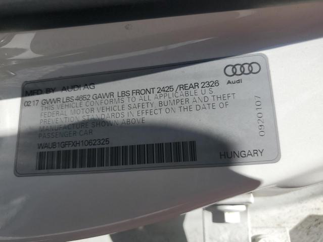 2017 AUDI S3 PREMIUM WAUB1GFFXH1062325
