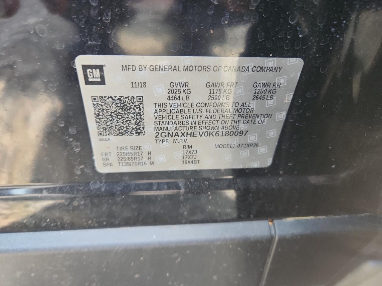 Lot #3261412485 2019 CHEVROLET EQUINOX LS