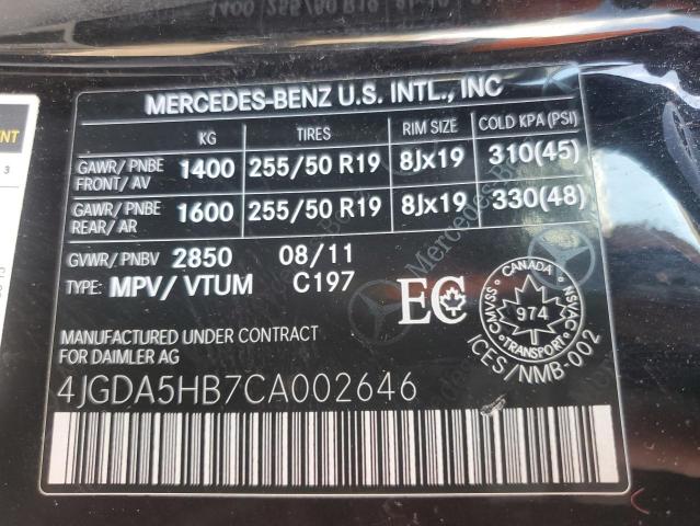 2012 MERCEDES-BENZ ML 350 4MA - 4JGDA5HB7CA002646