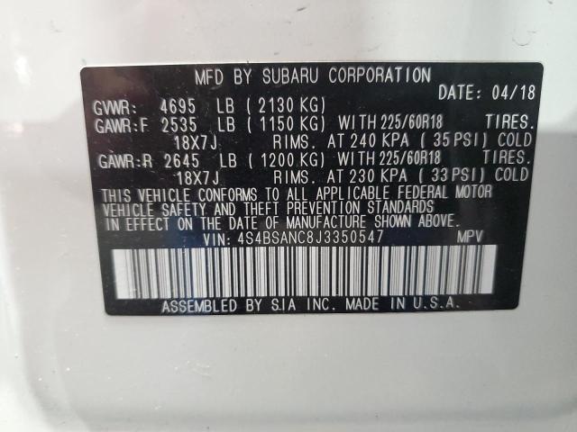 2018 SUBARU OUTBACK 2. 4S4BSANC8J3350547