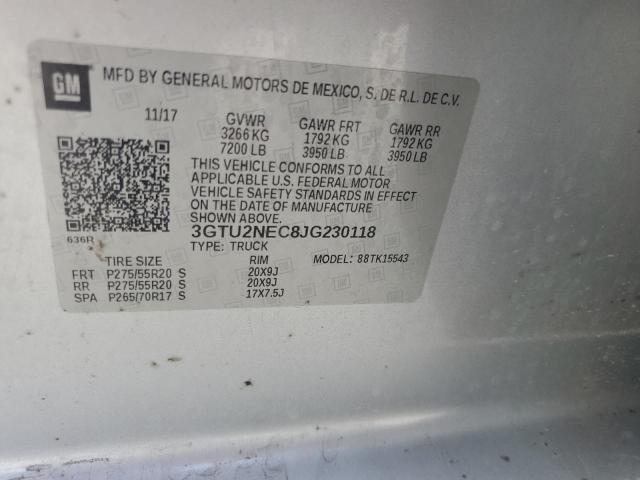 2018 GMC SIERRA K15 3GTU2NEC8JG230118