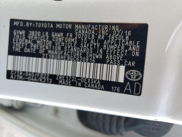 2016 TOYOTA COROLLA L 2T1BURHE9GC620816