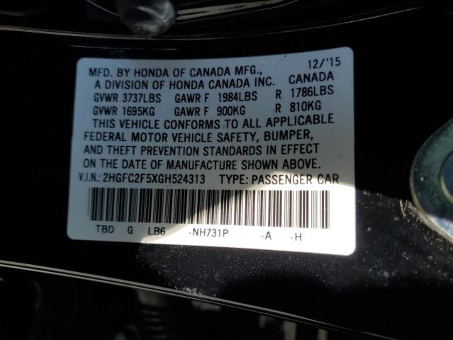 2016 HONDA CIVIC LX 2HGFC2F5XGH524313