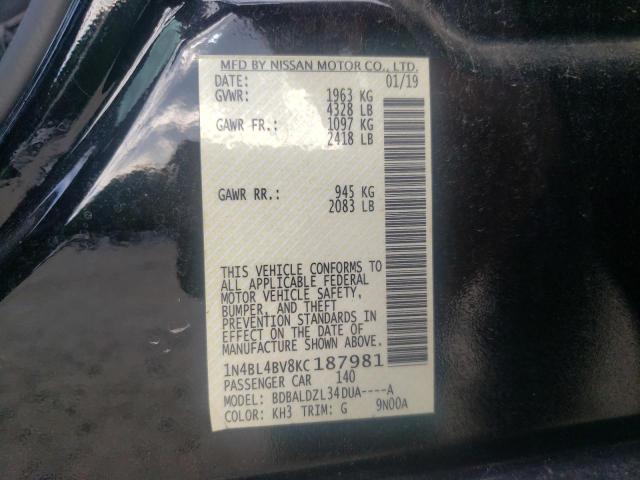 2019 NISSAN ALTIMA S 1N4BL4BV8KC187981