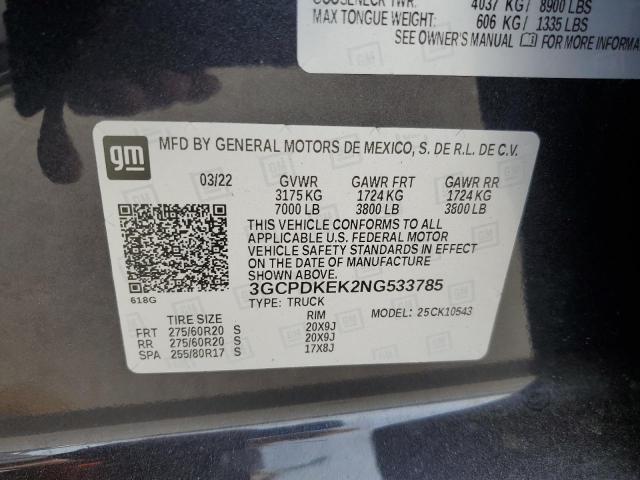 2022 CHEVROLET SILVERADO K1500 LT-L - 3GCPDKEK2NG533785