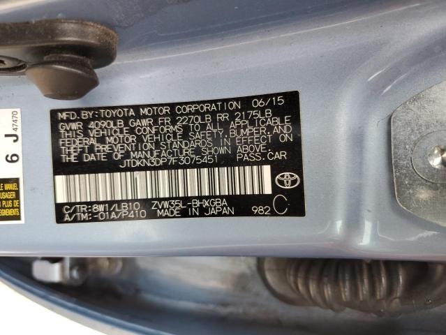 2015 TOYOTA PRIUS PLUG - JTDKN3DP7F3075451
