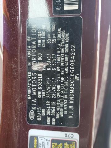 2016 KIA SEDONA L KNDMB5C16G6084202