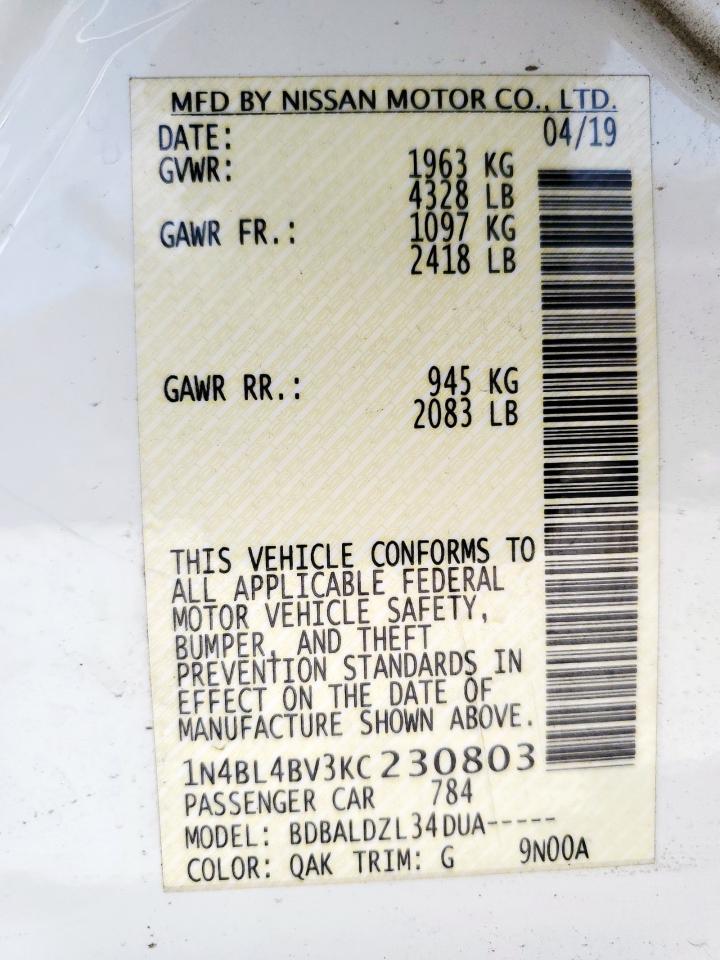 Lot #3239434711 2019 NISSAN ALTIMA S