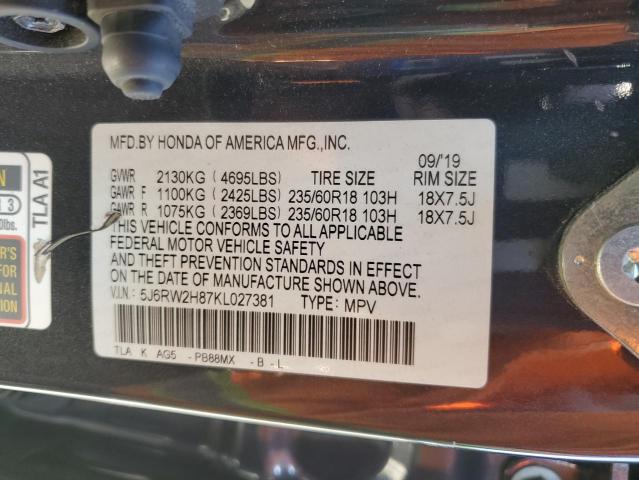 2019 HONDA CR-V EXL 5J6RW2H87KL027381