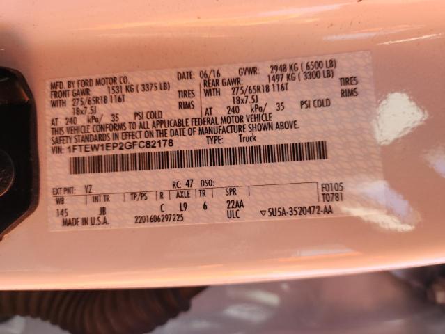 2016 FORD F150 SUPER 1FTEW1EP2GFC82178