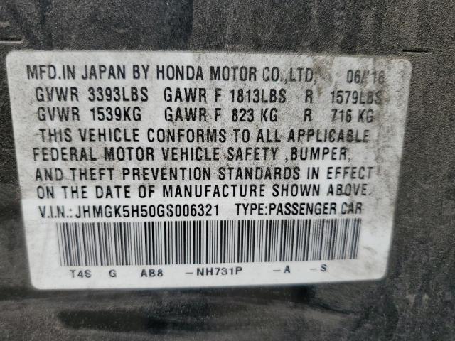 2016 HONDA FIT LX JHMGK5H50GS006321