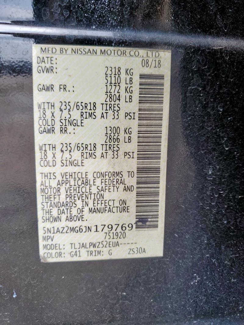 2018 NISSAN MURANO S - 5N1AZ2MG6JN179769