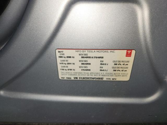 2017 TESLA MODEL X 5YJXCDE22HF049592