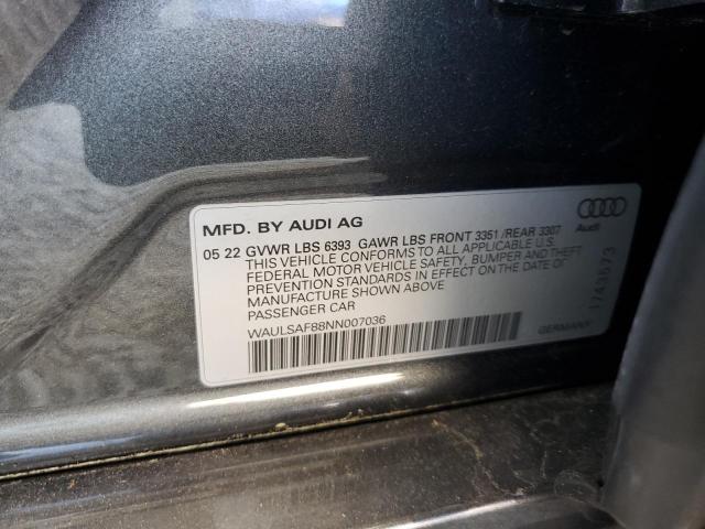 2022 AUDI S8 WAULSAF88NN007036