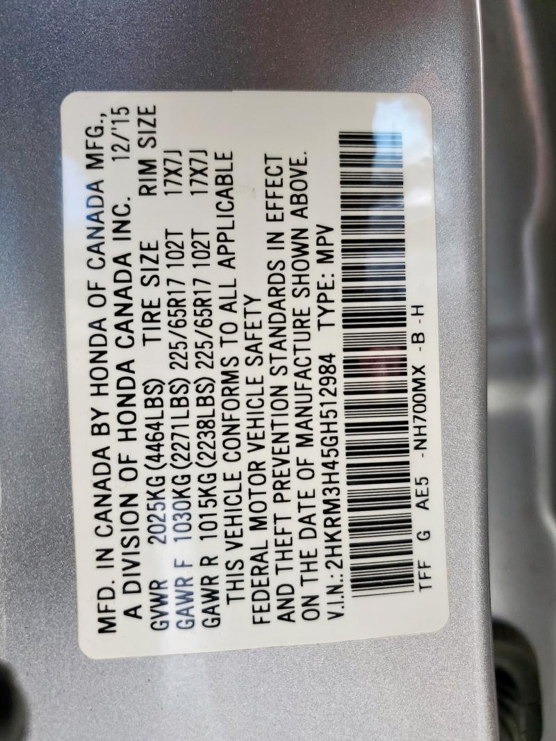 2016 HONDA CR-V SE 2HKRM3H45GH512984