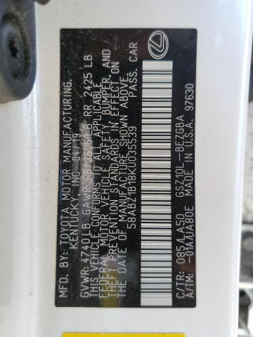 2019 LEXUS ES 350 58ABZ1B18KU035539