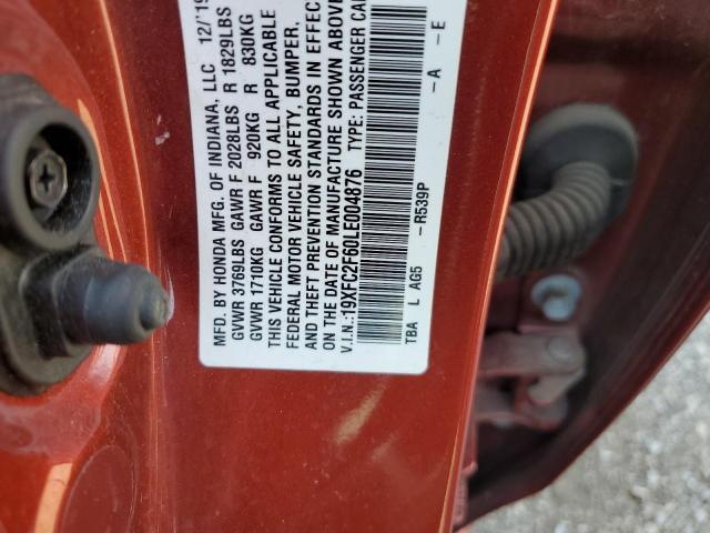2020 HONDA CIVIC LX 19XFC2F60LE004876