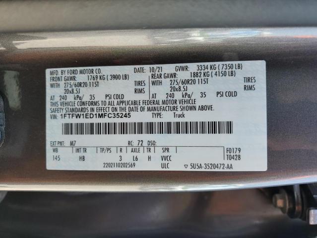 2021 FORD F150 SUPER - 1FTFW1ED1MFC35245