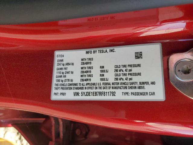 2024 TESLA MODEL 3 5YJ3E1EB7RF811792