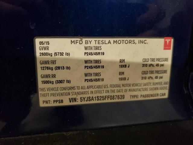 2015 TESLA MODEL S 70 5YJSA1S25FF087639