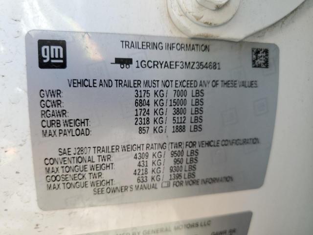 2021 CHEVROLET SILVERADO - 1GCRYAEF3MZ354681