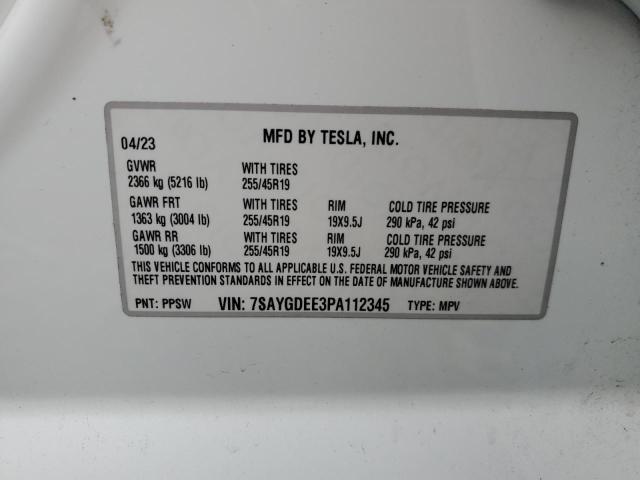 2023 TESLA MODEL Y 7SAYGDEE3PA112345