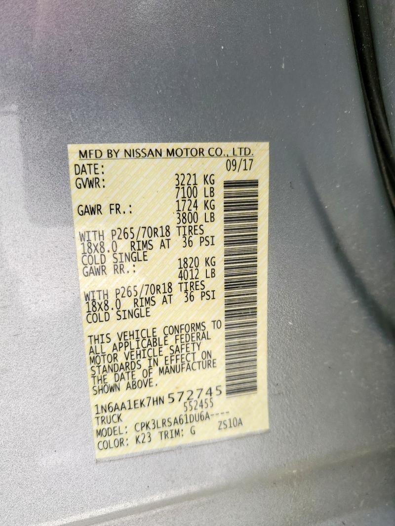 2017 NISSAN TITAN S 1N6AA1EK7HN572745