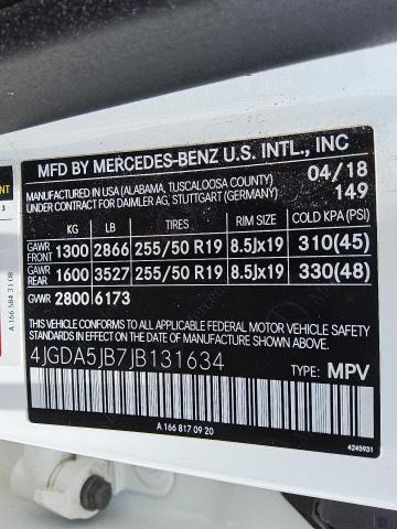 2018 MERCEDES-BENZ GLE 350 4JGDA5JB7JB131634