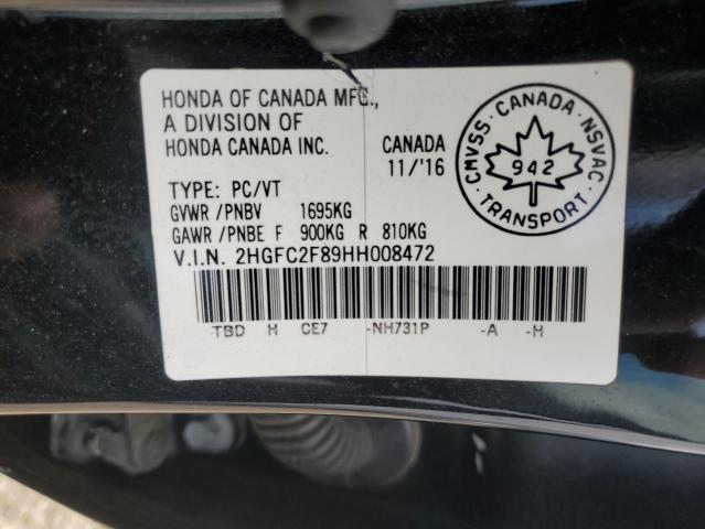 2HGFC2F89HH008472 2017 HONDA CIVIC